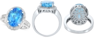 Macy's Blue Topaz (6-1/2 ct. t.w.) & Diamond (1/10 ct. t.w.) Statement Ring in Sterling Silver